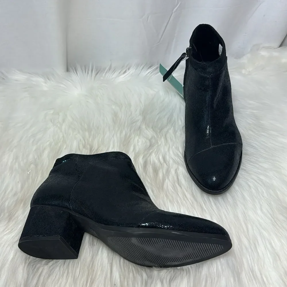 TOMS Loren NWT Black Crackle Shimmer Textile Snake Booties‎ Sz 9.5